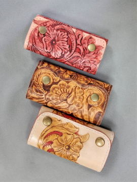 本革カービングショルダーバッグ|手作り小物製作|大阪、日産呉服・工房和田甚