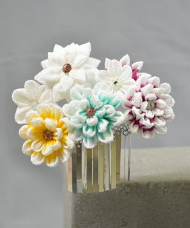 ブライダル創作つまみ髪飾り：藤 byAki