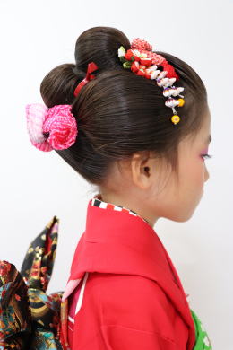 正絹高級七五三着物レンタル＆着付け・ヘアー・メイク・写真撮影|丸髷・和髪・つまみ髪飾り|大阪都島、日産呉服・和田甚