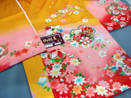 七五三･お宮参り衣装レンタル大阪：正絹３歳・黄色