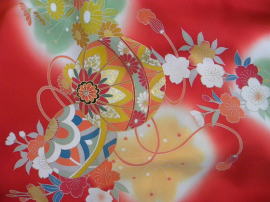 正絹高級産着（お宮参り着）レンタル：ubugi-R-red-004|キモノレンタル|大阪・都島、日産呉服・和田甚