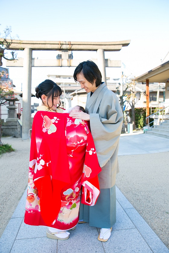 最高級、手描き大三身京友禅【UO-201】産着＆三つ身＆四つ身兼用|七五三レンタル|大阪、日産呉服・和田甚