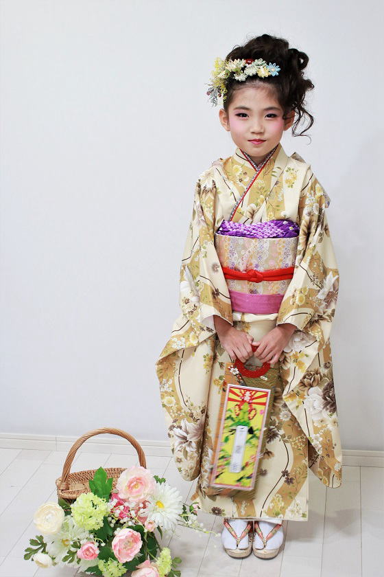 東レシルック四つ身友禅・ベージュ【753_uo-200】|キモノレンタル|大阪・都島、日産呉服・和田甚