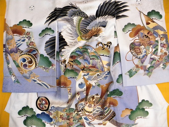 正絹高級、手描き産着：男児【ur-w-004m】|キモノレンタル|大阪・都島、日産呉服・和田甚