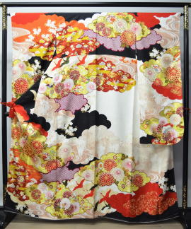 正絹京友禅金彩振袖/白＆黒【FR-1018】|振袖レンタル|大阪・日産呉服・地下鉄都島店