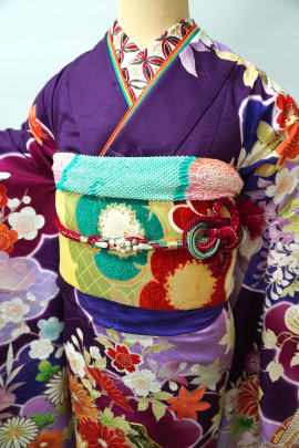 正絹京友禅振袖新柄紫【FUN-2057】|紫・振袖レンタル・販売|大阪都島、日産呉服・和田甚