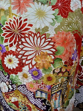 正絹丹後縮緬百花繚乱朱色振袖【FR1051】振袖レンタル|大阪、日産呉服・都島店