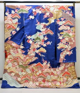 最新柄染の北川謹製手描き振袖・紺地【FUN-2006】振袖レンタル・大阪