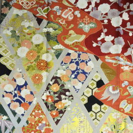 本格派、手描き京友禅振袖・臙脂【fun-1020】振袖レンタル|大阪、日産呉服・都島店