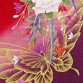 正絹金ラメ地振袖赤、紫【FO-107】振袖レンタル大阪、日産呉服・都島店