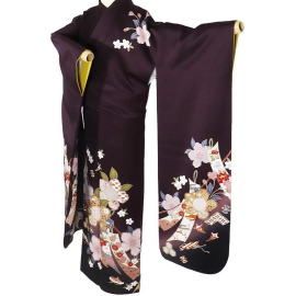 正絹手描き京友禅・濃紫振袖【FR-2045】|振袖レンタル|大阪・日産呉服・地下鉄都島店