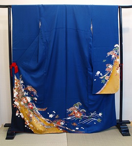 正絹五枚繻子道長のブルー地振袖|fr117|振袖レンタル|大阪・日産呉服