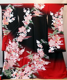 正絹絞り入り手描き京友禅赤と黒の振袖|fr1141|振袖レンタル|大阪・日産呉服