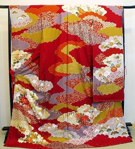 正絹高級京友禅本格派手描き赤地振袖|fun1008|レンタル大阪