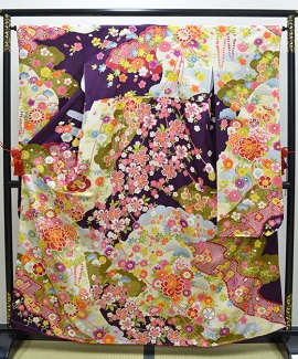 正絹紫地京友禅振袖【fun1009】振袖レンタル|大阪・日産呉服