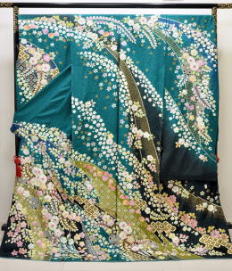 最新柄翠山工房謹製辻が花振袖：グリーン【FUN-2012】振袖レンタル・大阪、日産呉服・和田甚