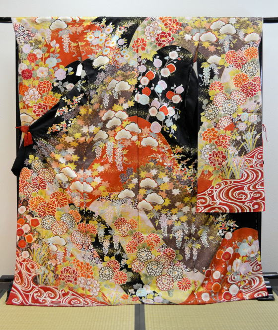 正絹高級振袖レンタル【FUN-1001】：丹後縮緬京友禅金駒刺繍入り振袖|振袖レンタル|大阪・日産呉服