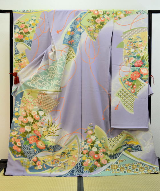 正絹最高級糸目手描き振袖レンタル：薄水色振袖|fun-1006|振袖レンタル|大阪・日産呉服