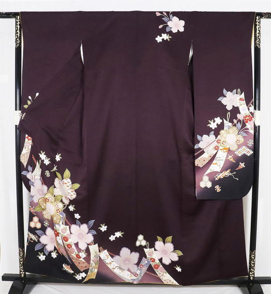 正絹手描き京友禅・濃紫振袖【FR-2045】|振袖レンタル|大阪・日産呉服・地下鉄都島店