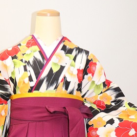 赤白縦縞小袖＋袴レンタル|H-018|大阪。地下鉄都島駅徒歩1分