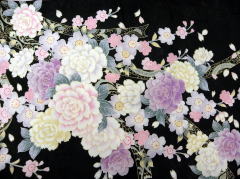 卒業式、袴レンタル大阪：黒地白花柄小袖：H-017