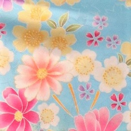 水色・ピンク花柄小袖|H-004|袴レンタル|H-20|大阪。地下鉄都島駅徒歩1分