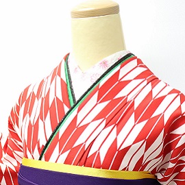 赤矢絣レトロ小袖|H-006|袴レンタル|大阪。地下鉄都島駅徒歩1分