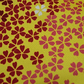 黄地、赤小花小袖|H-015|袴レンタル|大阪。地下鉄都島駅徒歩1分