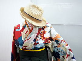 撫松庵・赤鳳凰柄・レトロ袴キモノ【hro-1004】|レンタルキモノ|大阪、日産呉服・和田甚