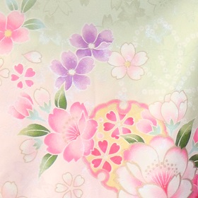 薄グリーン花小袖|H-007|＋袴レンタル|大阪。地下鉄都島駅徒歩1分