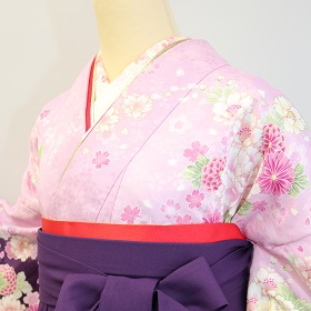 ピンク・紫染め分け小袖|H-003|＋袴レンタル|大阪。地下鉄都島駅徒歩1分