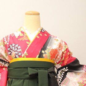 赤・黒小袖|H-021|＋袴レンタル|大阪。地下鉄都島駅徒歩1分