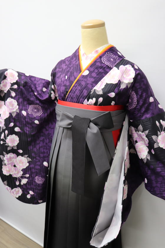 袴レンタルセット【h-001】紫総柄小袖|レンタル袴|大阪、日産呉服・和田甚