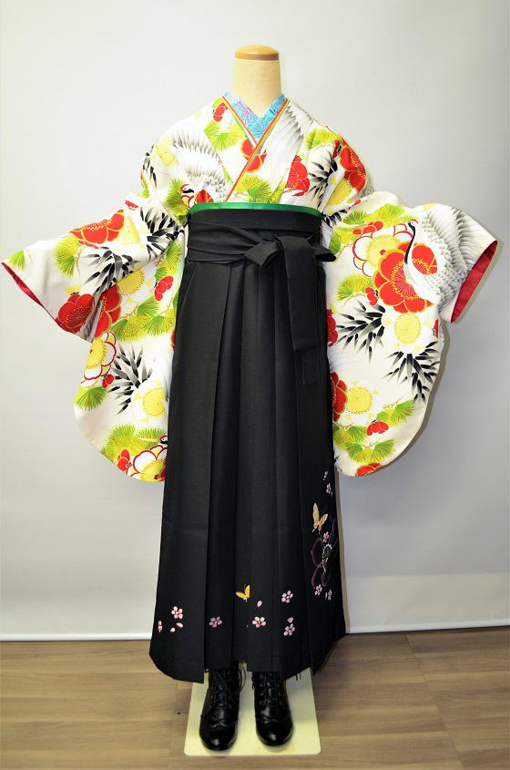 白地レトロ小袖|HRN-1002|袴レンタル|大阪。地下鉄都島駅徒歩1分