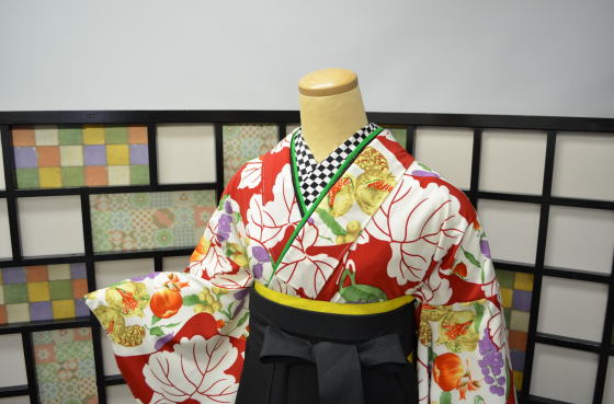 京都老舗染色「岡重」のオリジナル袴用着物【hro-1003_red】|レンタル袴|大阪、日産呉服・和田甚