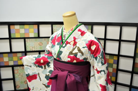 京都老舗染色「岡重」のオリジナル袴用着物【hro-1001_white】|レンタル袴|大阪、日産呉服・和田甚