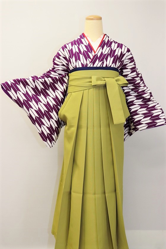 紫矢絣レトロ小袖|H-016|＋袴レンタル|大阪。地下鉄都島駅徒歩1分