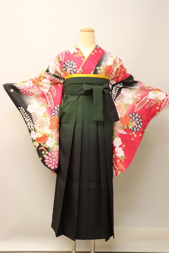 赤・黒小袖|H-021|＋袴レンタル|大阪。地下鉄都島駅徒歩1分