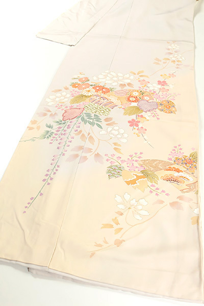 菱健丹後ちりめんクリーム色本加工訪問着【HMN2003】|訪問着レンタル・販売｜日産呉服｜地下鉄都島駅から徒歩1分。