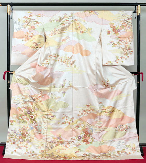 吉澤友禅、最高級訪問着・薄ピンク【HMN-2003】|訪問着レンタル|大阪都島日産呉服・和田甚