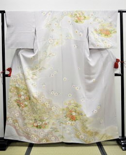 正絹手描き訪問着薄紫:h-010.レンタル大阪