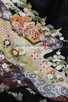 正絹京友禅、本加工黒留袖【TR-3021】