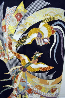 正絹本染め黒留袖、熨斗目柄【TR-246】|キモノレンタル|大阪都島、日産呉服・和田甚