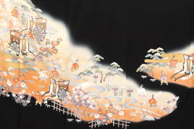 正絹久保耕、縫い取り黒留袖|キモノレンタル|大阪、日産呉服・都島店