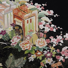 正絹最高級純金箔黒留袖：金糸縫い取り本格糸目手差し友禅の逸品:tr-031|レンタル大阪