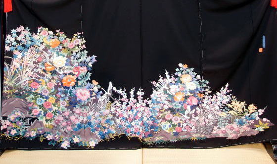 正絹本加賀友禅黒留袖：土田双園作|tr-028|レンタル大阪