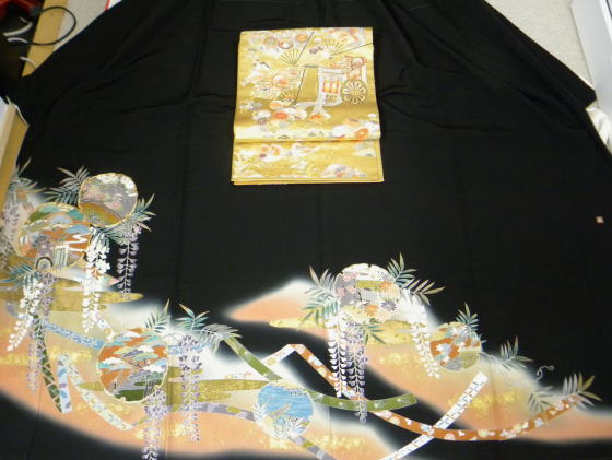 正絹最高級手描き京友禅黒留袖【tr-3014】|留袖レンタル|大阪都島、日産呉服・和田甚