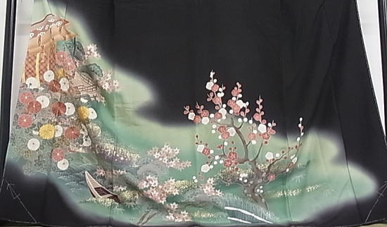 正絹高級手挿し京友禅黒留袖【TRN-2016】|着物・レンタル|大阪都島、日産呉服・和田甚