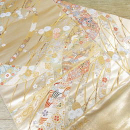 正絹長嶋織物謹製、本金箔袋帯　参考上代：￥385,000