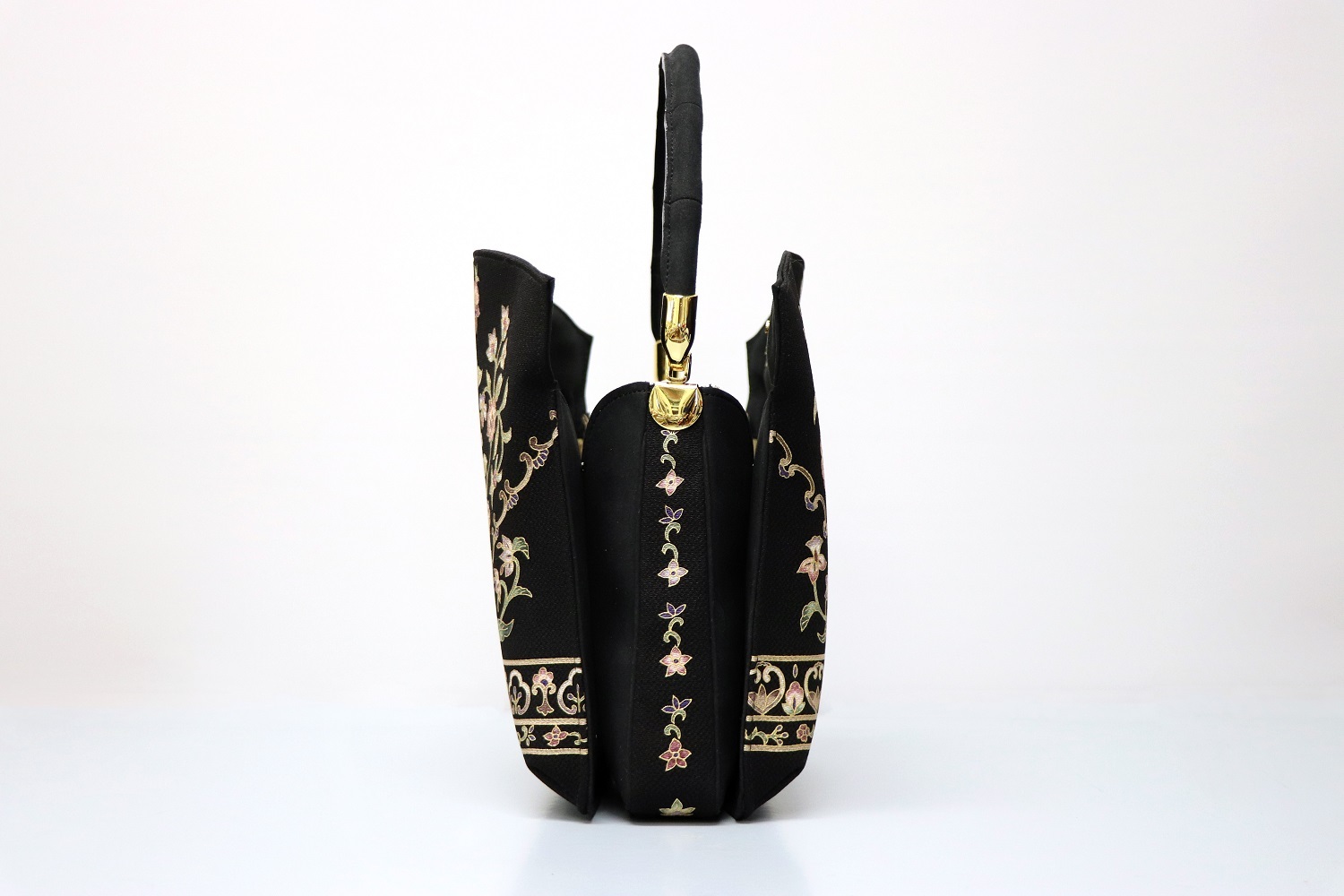 高級着物専門キモノ粋人|岡重「OKAJIMA」ブランド、黒色大容量正絹手染めバッグ（撥水加工済）、大阪、日産呉服・都島店